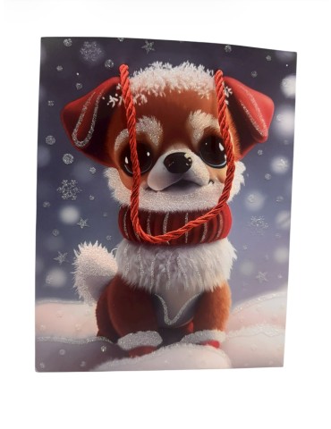 Bolsa de regalo pequeña de perritos Navideños