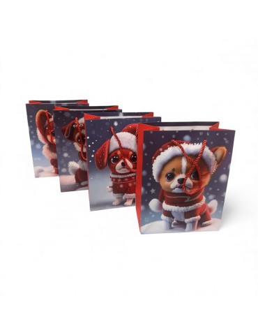 Bolsa de regalo pequeña de perritos Navideños